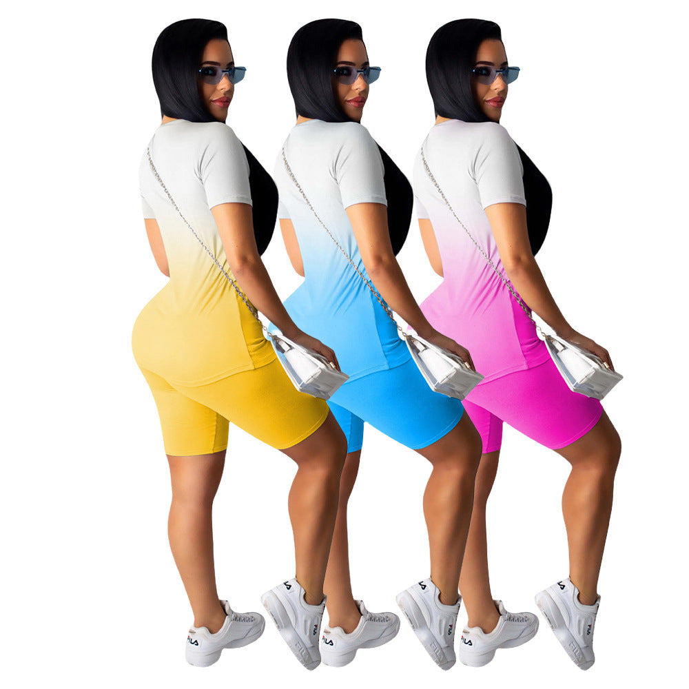 Gradient print lip pantsuit