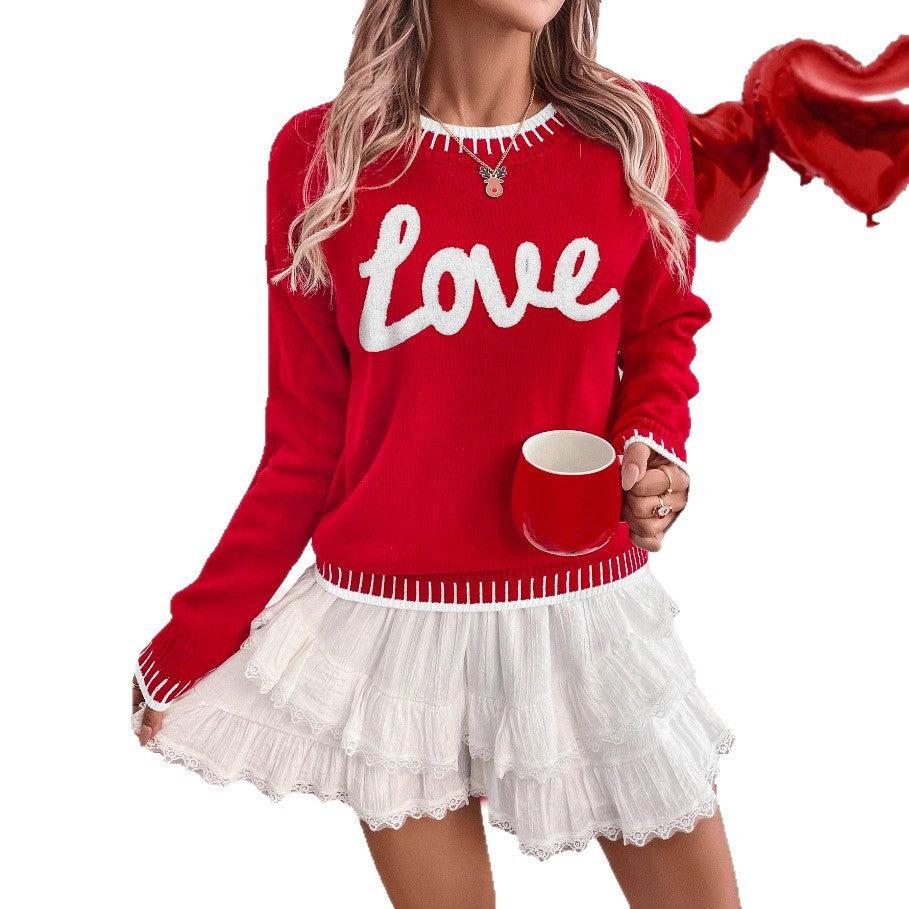 Women's Long Sleeve Round Neck Pullover Sweater Worn As Outerwear