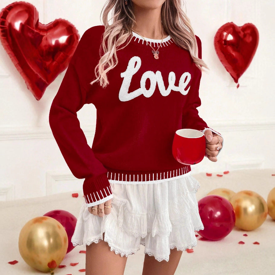 Women's Long Sleeve Round Neck Pullover Sweater Worn As Outerwear