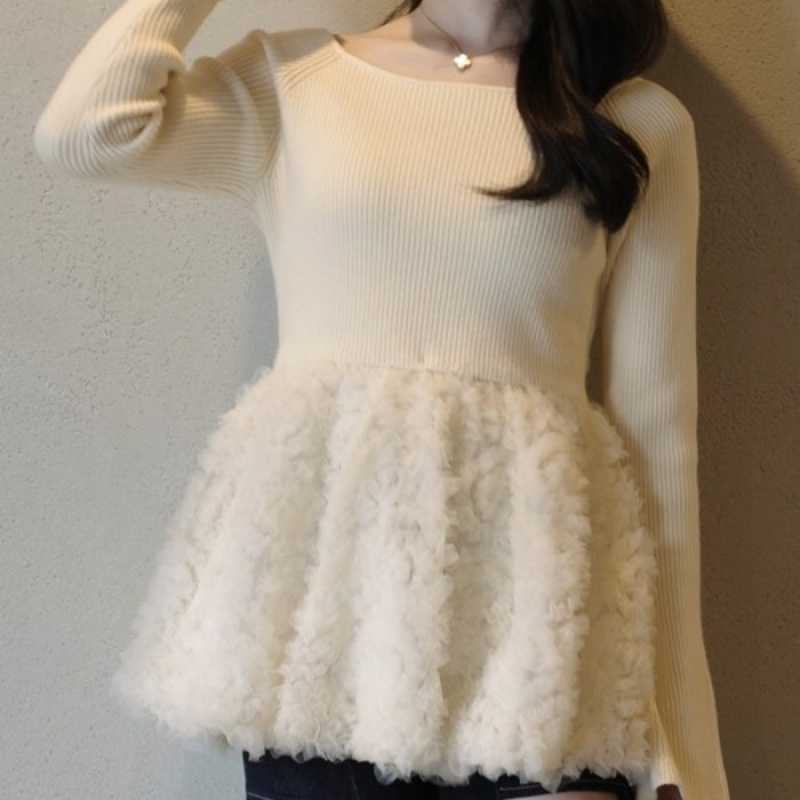 New Long-sleeved Women's Knitted Patchwork Floral Embroidered Sweater